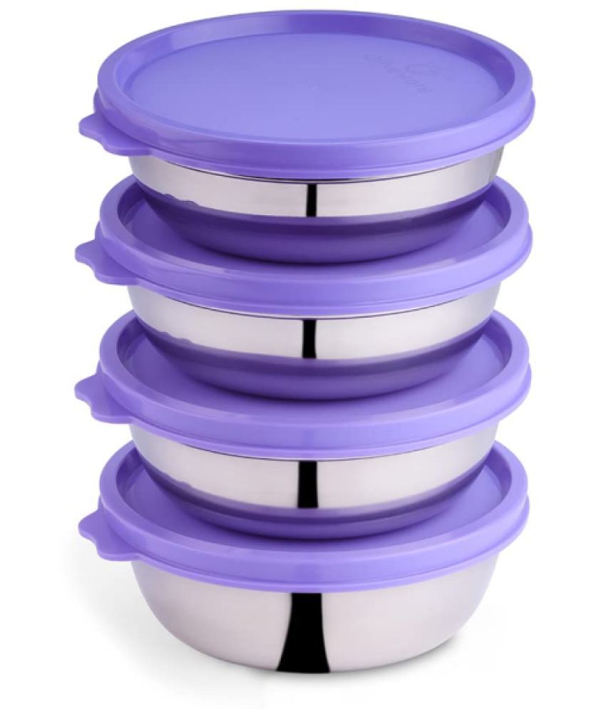     			Oliveware - Steel Purple Food Container ( Set of 4 )