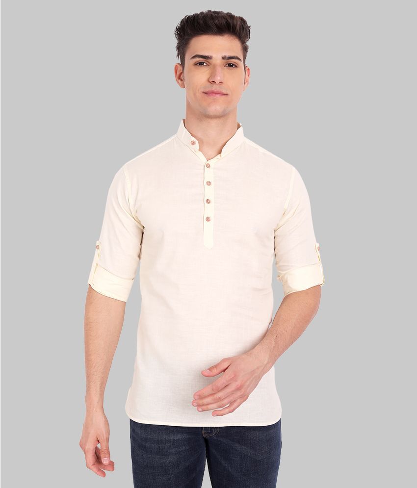     			Vida Loca - Beige Cotton Men's Shirt Style Kurta ( Pack of 1 )