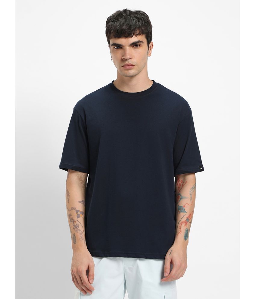     			Bewakoof - Blue 100% Cotton Oversized Fit Men's T-Shirt ( Pack of 1 )