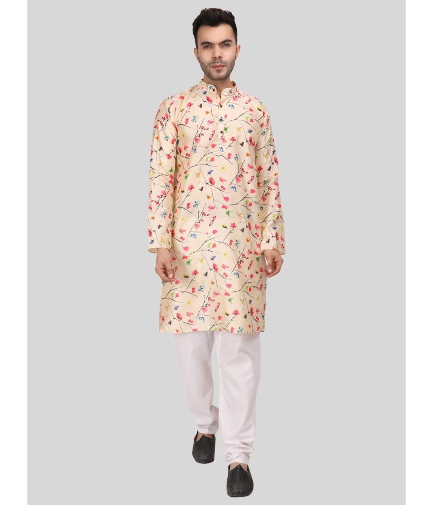     			Digimart - Beige Cotton Blend Regular Fit Men's Kurta Pyjama Set ( Pack of 1 )