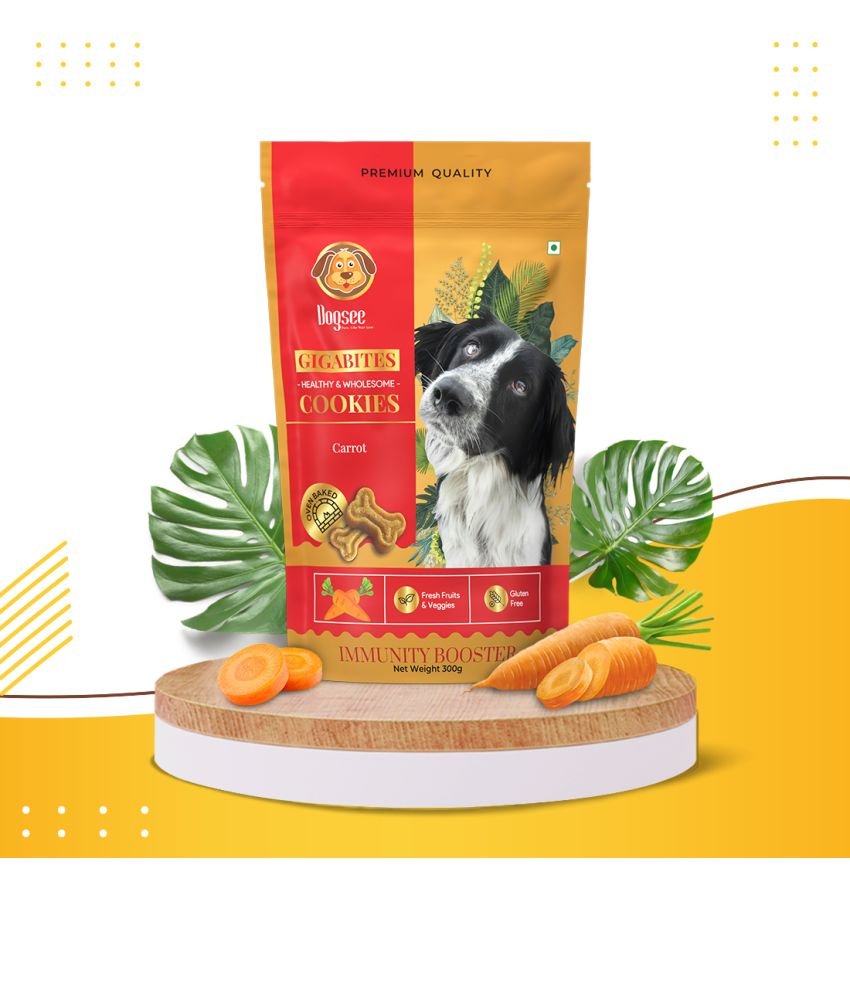     			Dogsee Gigabites - Carrot Cookies for Dogs and Puppies | 100% Natural and Vegetarian | Improves Eye Health | Nutritious and Gluten-Free Human Grade Treats - 300gms