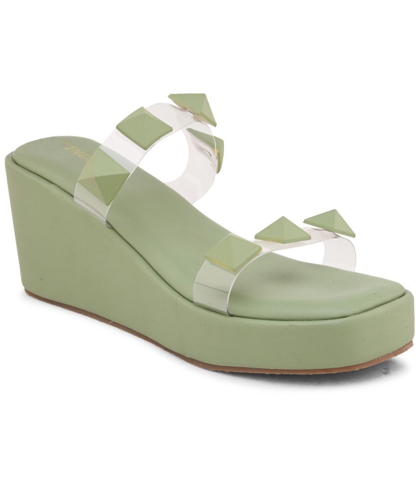     			Fentacia - Green Women's Slip On Heels