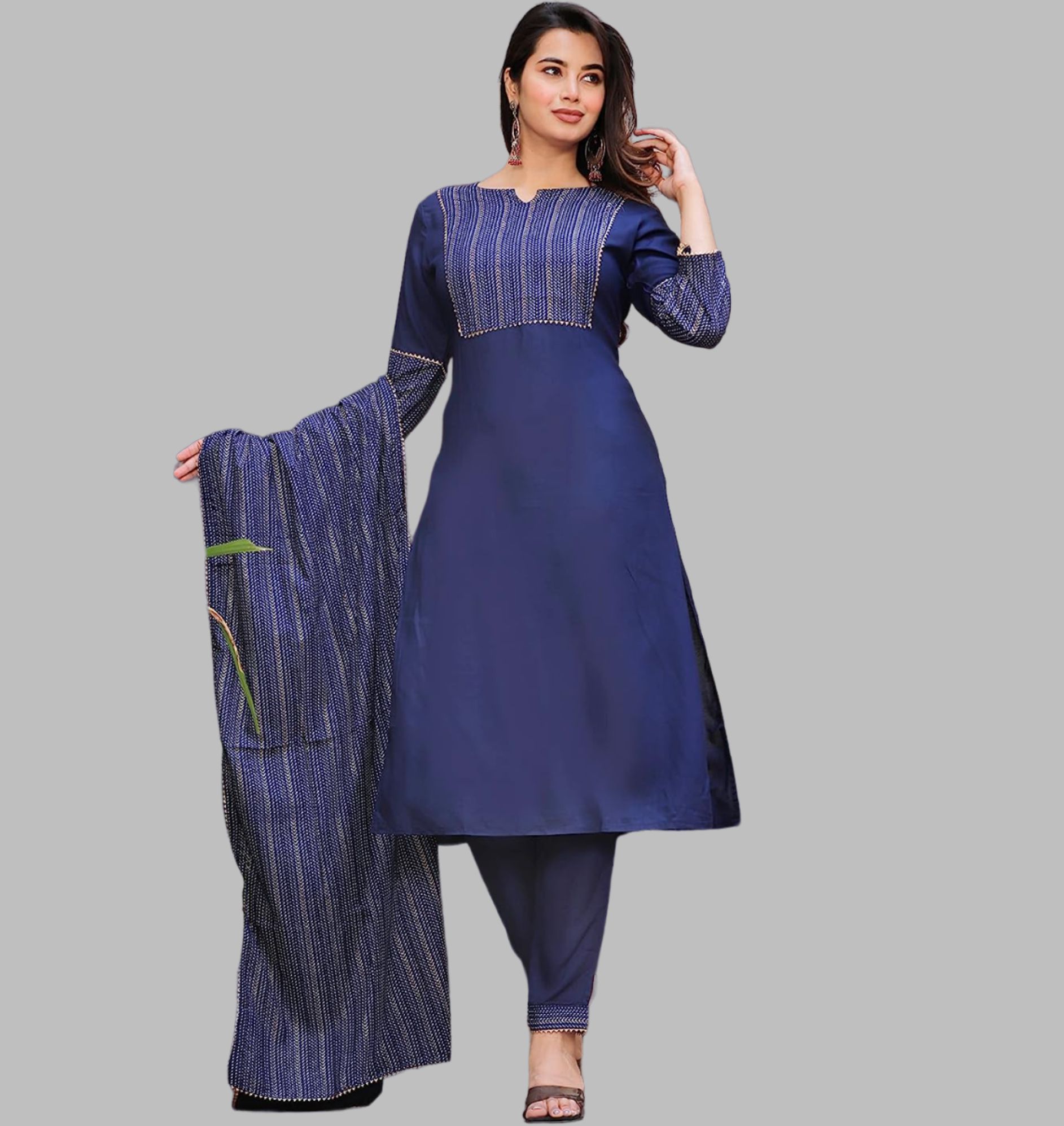     			G4Girl - Navy Blue Straight Rayon Women's Stitched Salwar Suit ( Pack of 1 )