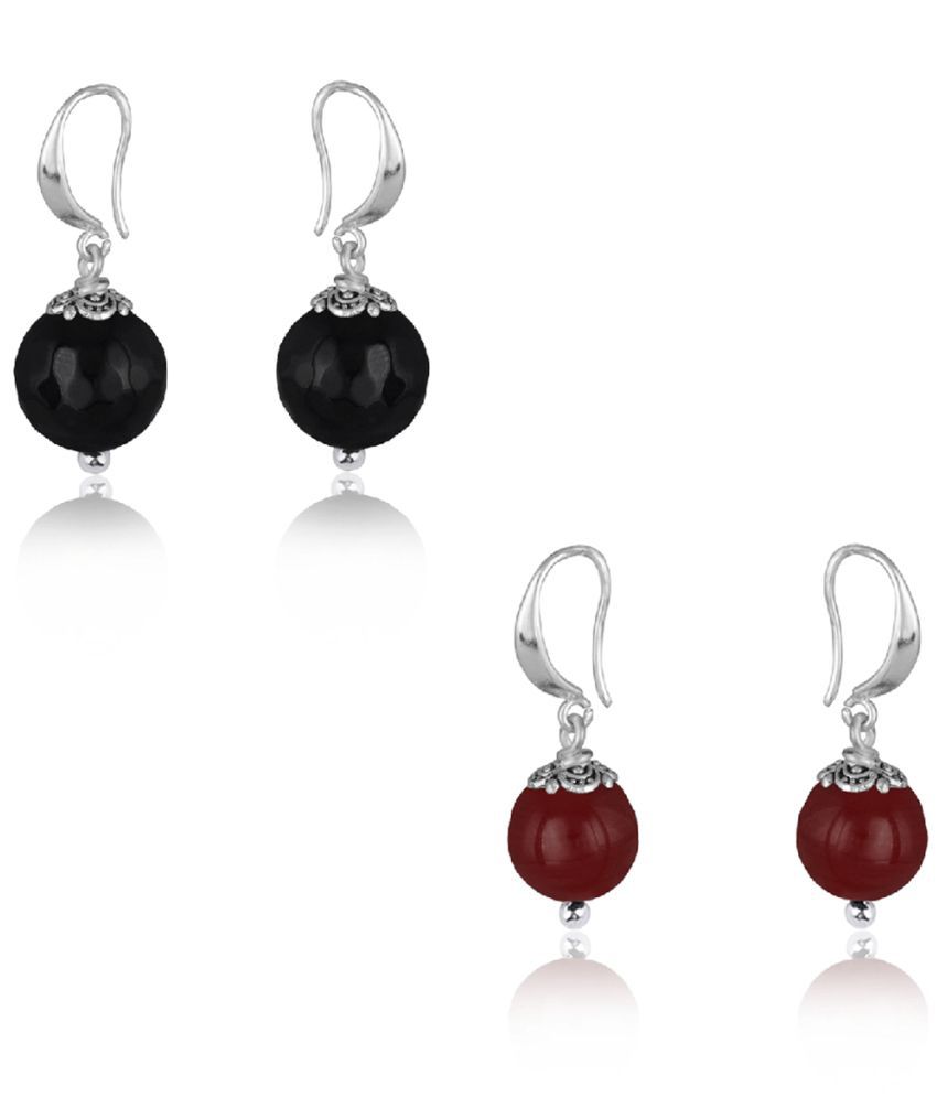     			JFL - Jewellery For Less - Burgundy Danglers Earrings ( Pack of 2 )