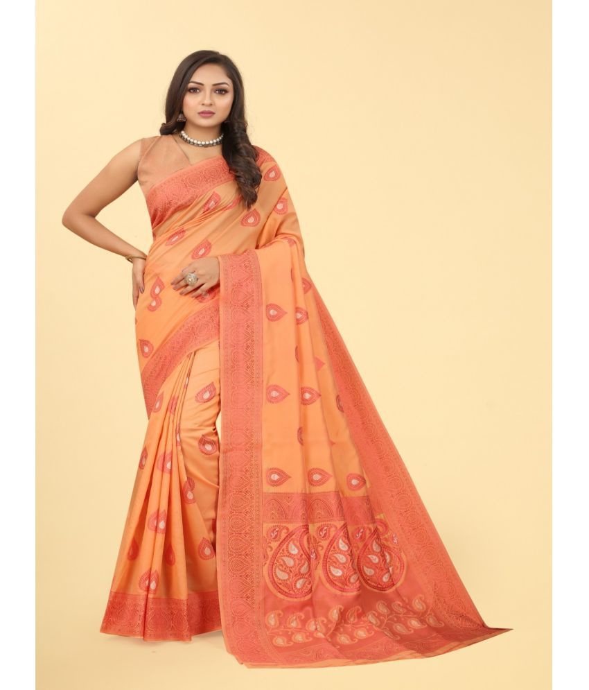     			NENCY FASHION - Beige Banarasi Silk Saree With Blouse Piece ( Pack of 1 )