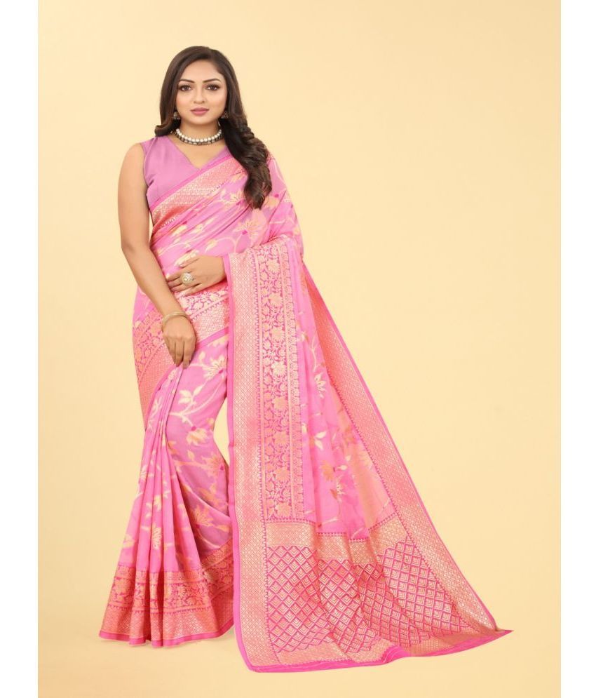     			NENCY FASHION - Peach Banarasi Silk Saree With Stitched Blouse ( Pack of 1 )