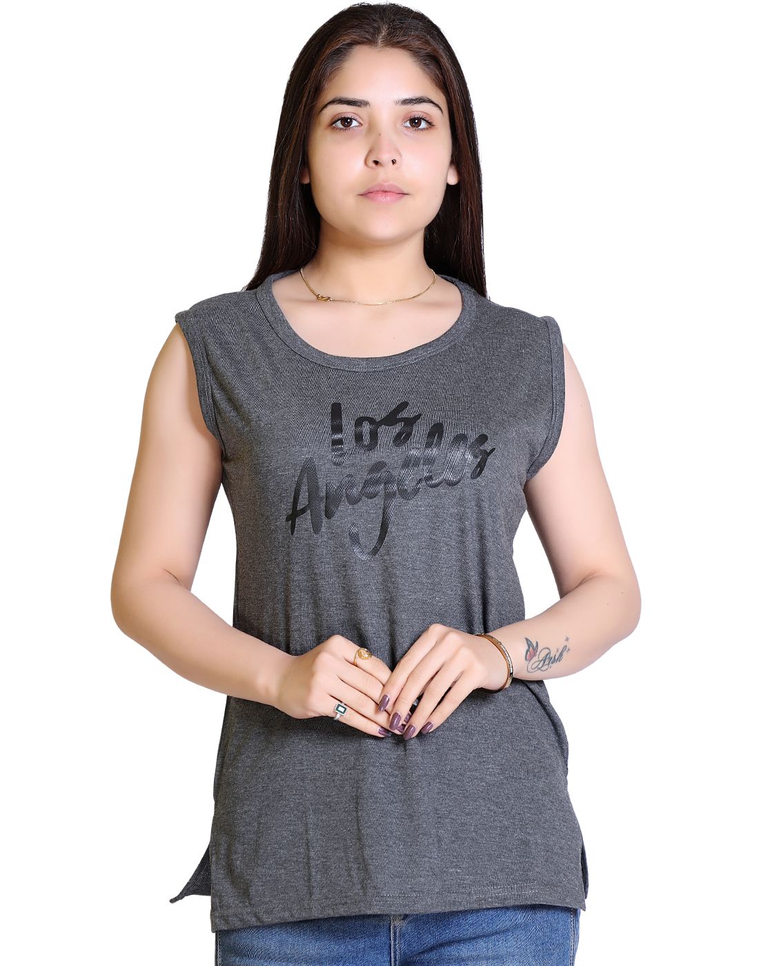     			Ogarti - Charcoal Cotton Blend Regular Fit Women's T-Shirt ( Pack of 1 )