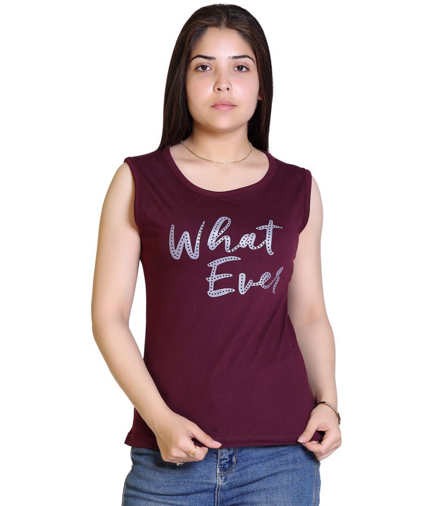     			Ogarti - Wine Cotton Blend Regular Fit Women's T-Shirt ( Pack of 1 )