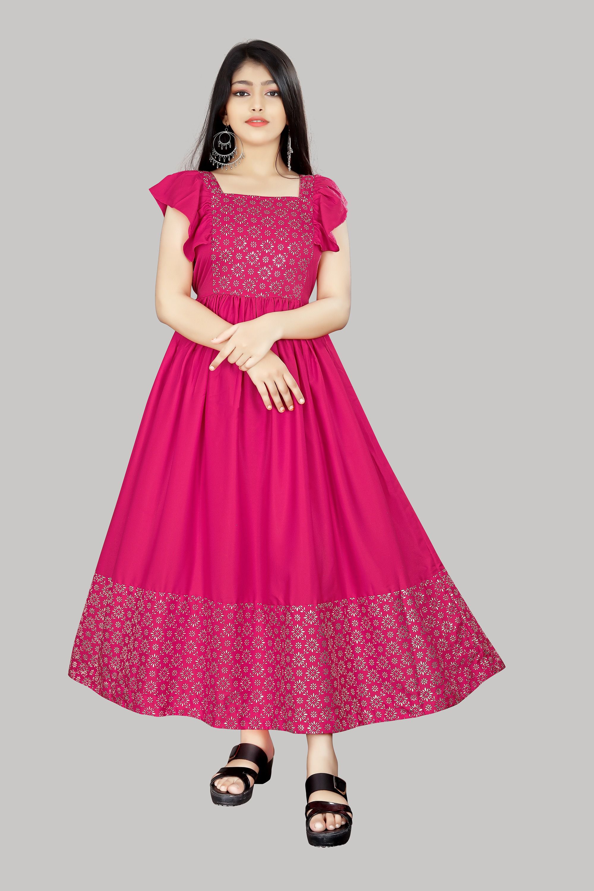     			R K Maniyar - Pink Silk Blend Girls Gown ( Pack of 1 )