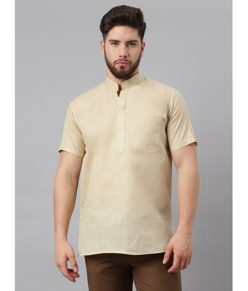     			RIAG - Beige Cotton Men's Regular Kurta ( Pack of 1 )