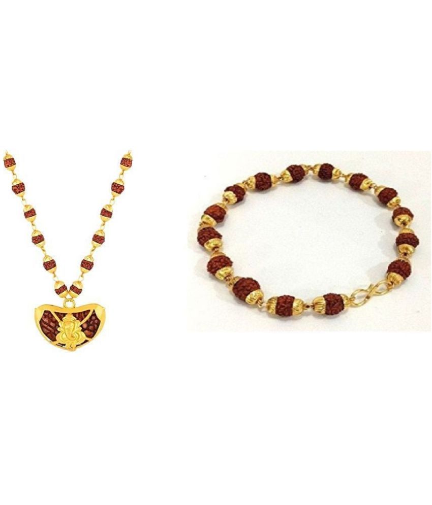     			Shri Astha Vinayak - Combo of Kaju Ganesha Rudraksha Mala With Golden Cap Rudraksha Bracelet