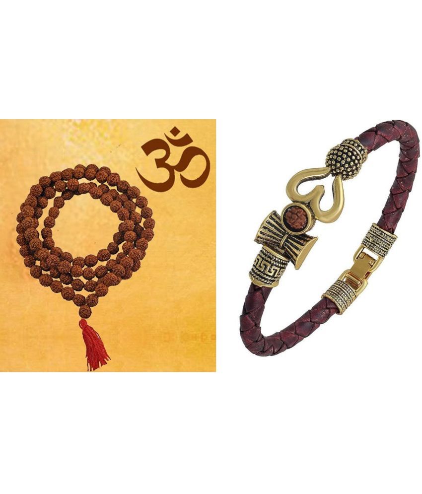     			Shri Astha Vinayak - Combo of Brown Rudraksha Mala With Trishul Damru Bracelet Kada