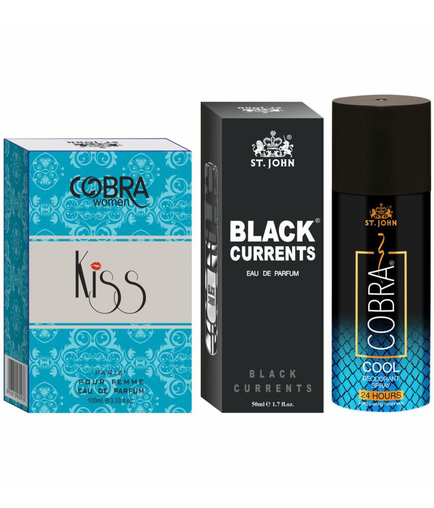     			St. John - Cobra Cool 150ml,Black Current & kiss Deodorant Spray & Perfume for Unisex 300 ml ( Pack of 3 )
