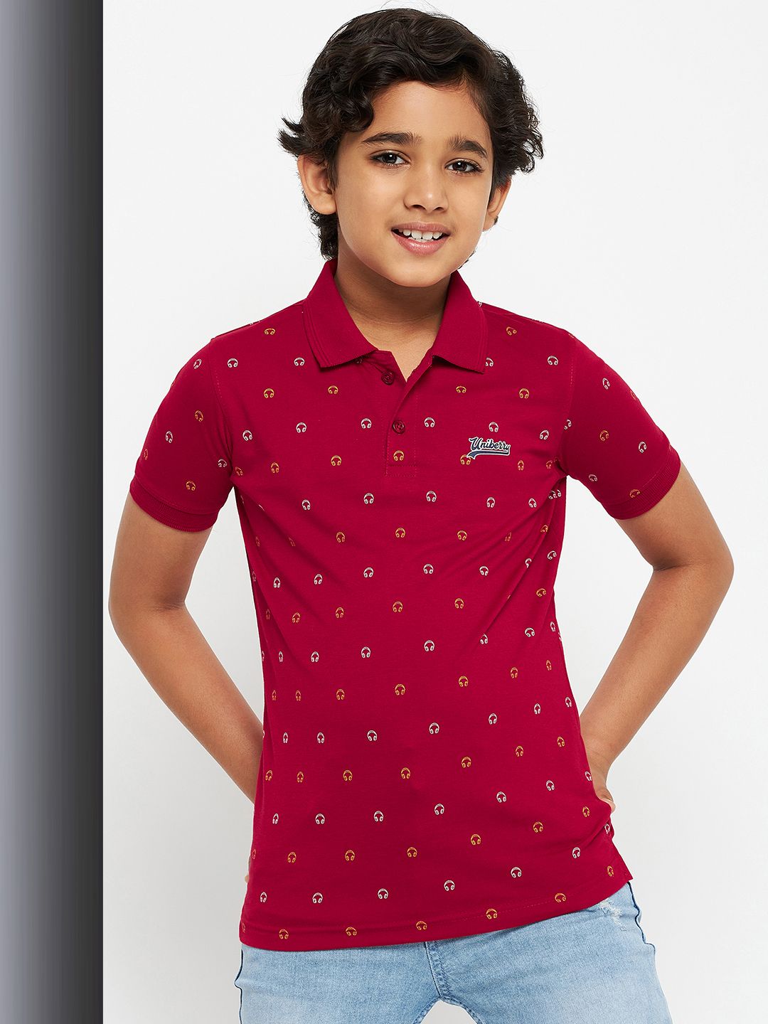     			UNIBERRY Pack of 1 Boys Cotton Blend Polo T-Shirt ( Red )