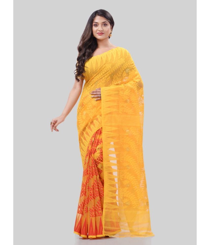     			Desh Bidesh - Yellow Cotton Saree Without Blouse Piece ( Pack of 1 )