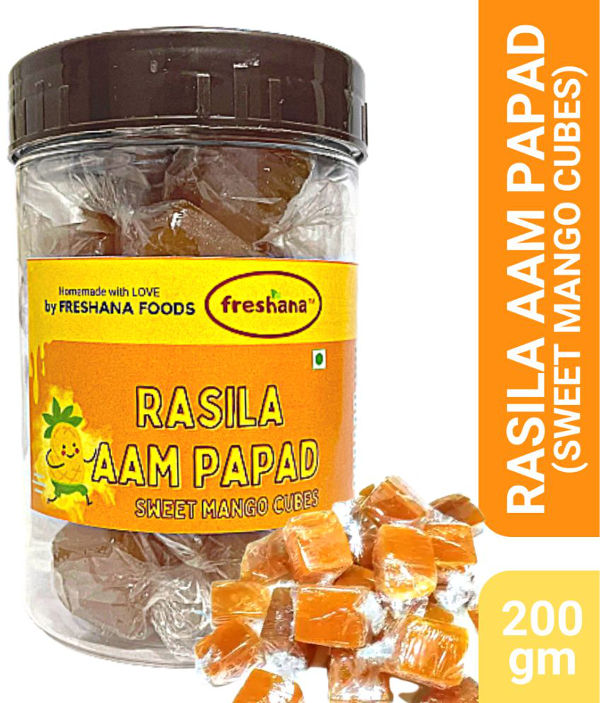     			Freshana Rasila Aam Papad 200G Sweet Mango Cube Bites Khatta Meetha Mango Papad with More Pulp Than Sugar Mango Jelly Candy