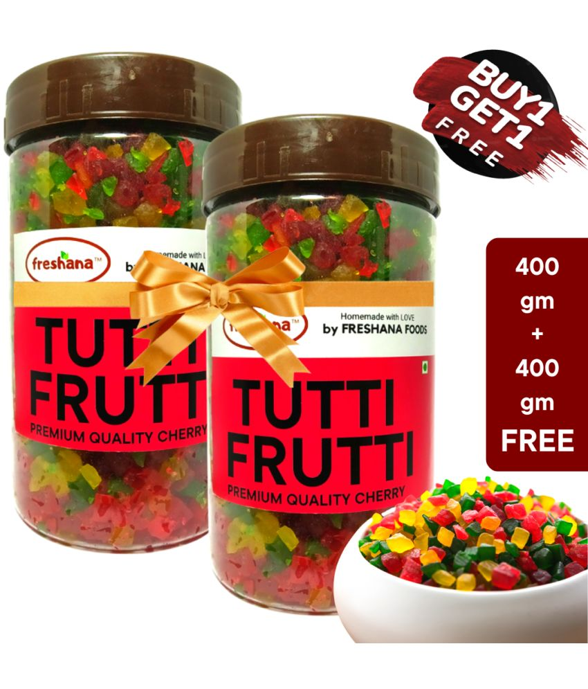     			Freshana Tutti Frutti Cherry 400G+400G Combo | Tricolour Cherry for Topping, icing of cakes, breads, cookies, Ice cream, custard, chocolates, muffins