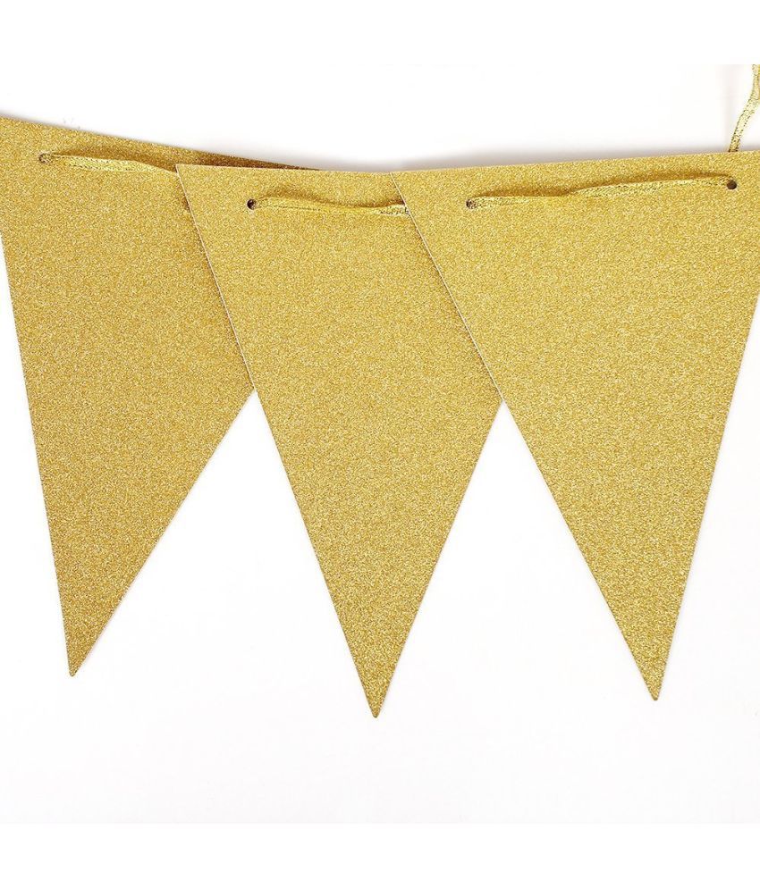     			1 Set Gold Glitter Pennant Banner, Paper Triangle Flags Bunting for Baby Birthday Party, Wedding Decor, Baby Shower, 15 pcs Flags,