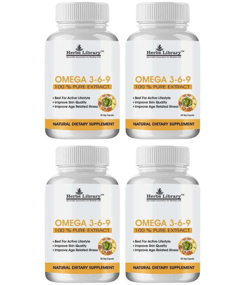     			Herbs Library Omega 3 6 9 Supplement For Skin, Heart & Joint Health, 60 Capsules Each (Pack of 4)