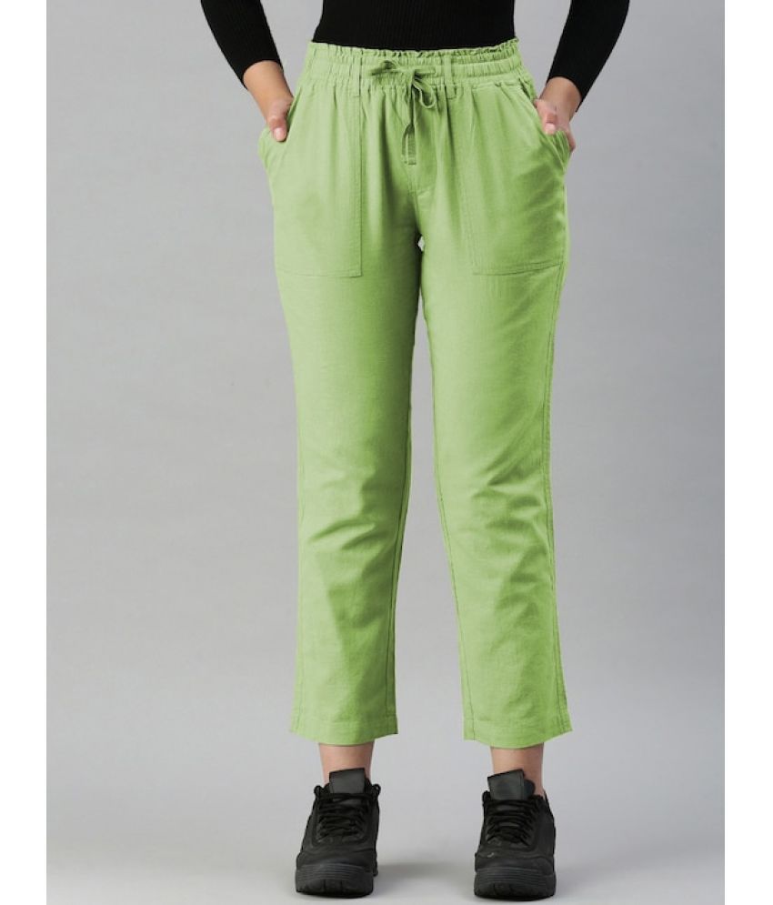     			IVOC - Green Cotton Regular Women's Casual Pants ( Pack of 1 )