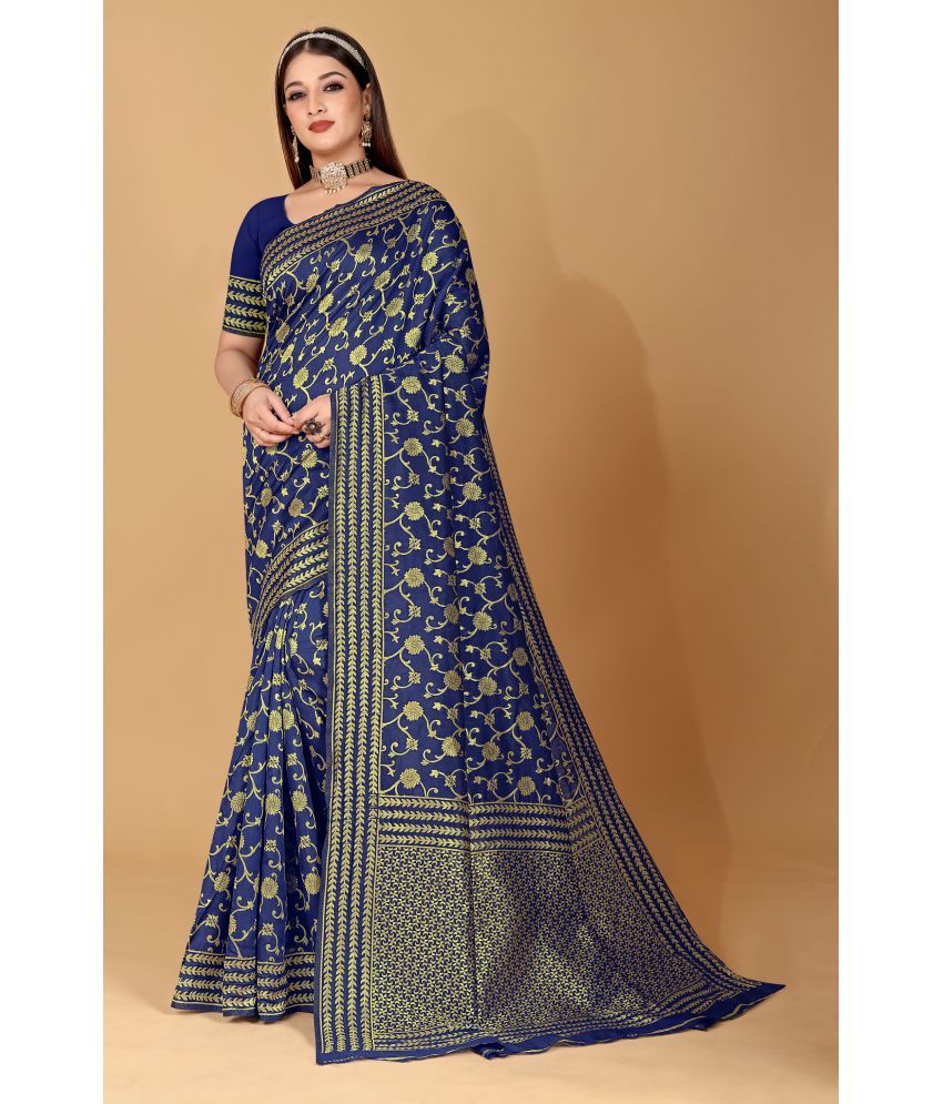     			SILK SUTRA - Blue Banarasi Silk Saree With Blouse Piece ( Pack of 1 )