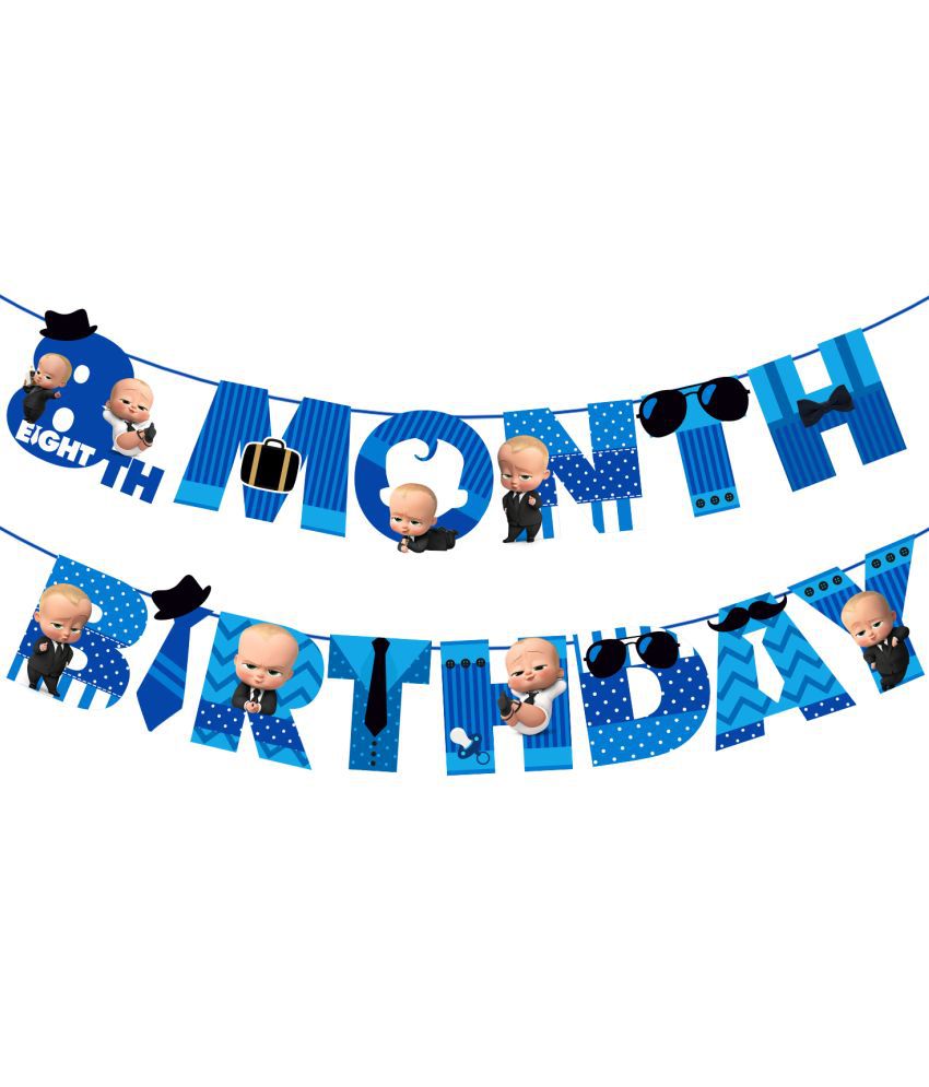     			Zyozi 8th month birthday decorations for boy /8th month baby photoshoot items /8th month baby boy photoshoot props /8th months banner/8th month birthday decoration set /8 Month Birthday Banner