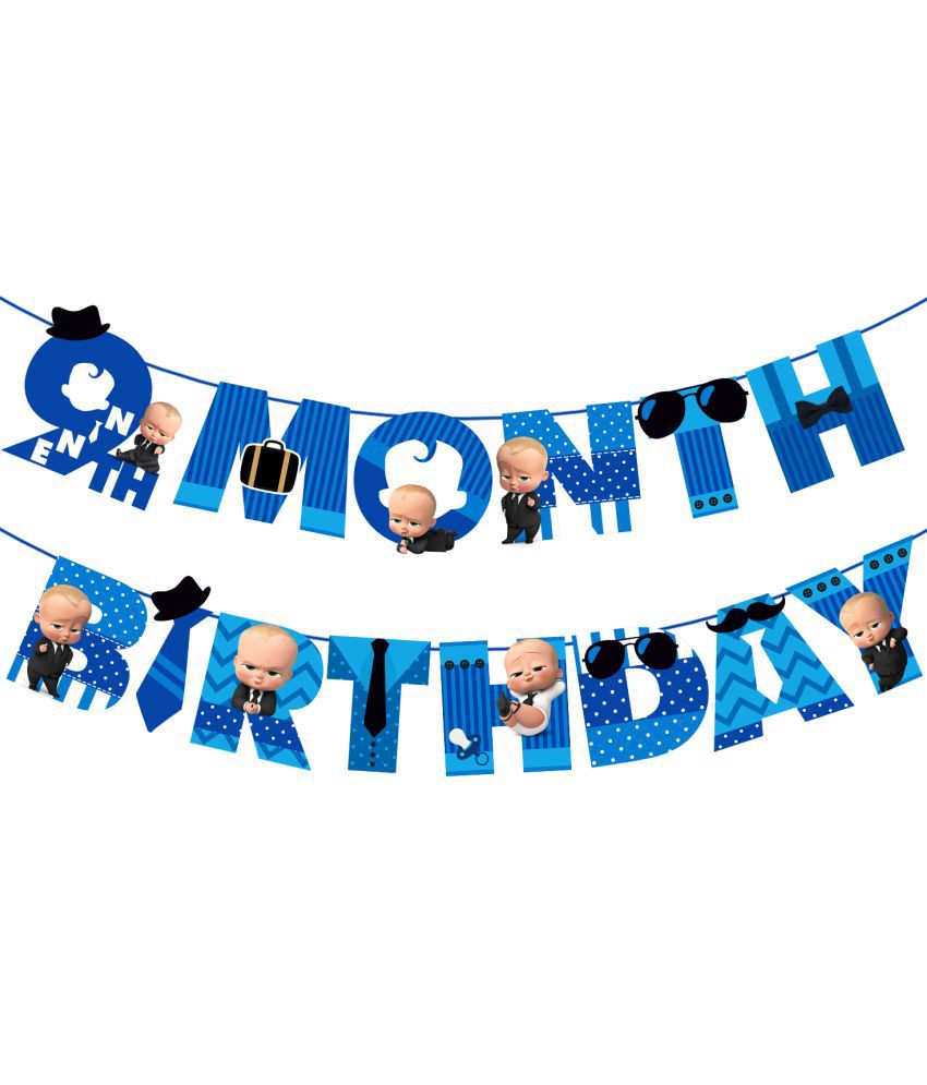     			Zyozique 9th month birthday decorations for boy /9th month baby photoshoot items /9th month baby boy photoshoot props /9th months banner/9th month birthday decoration set /9 Month Birthday Banner
