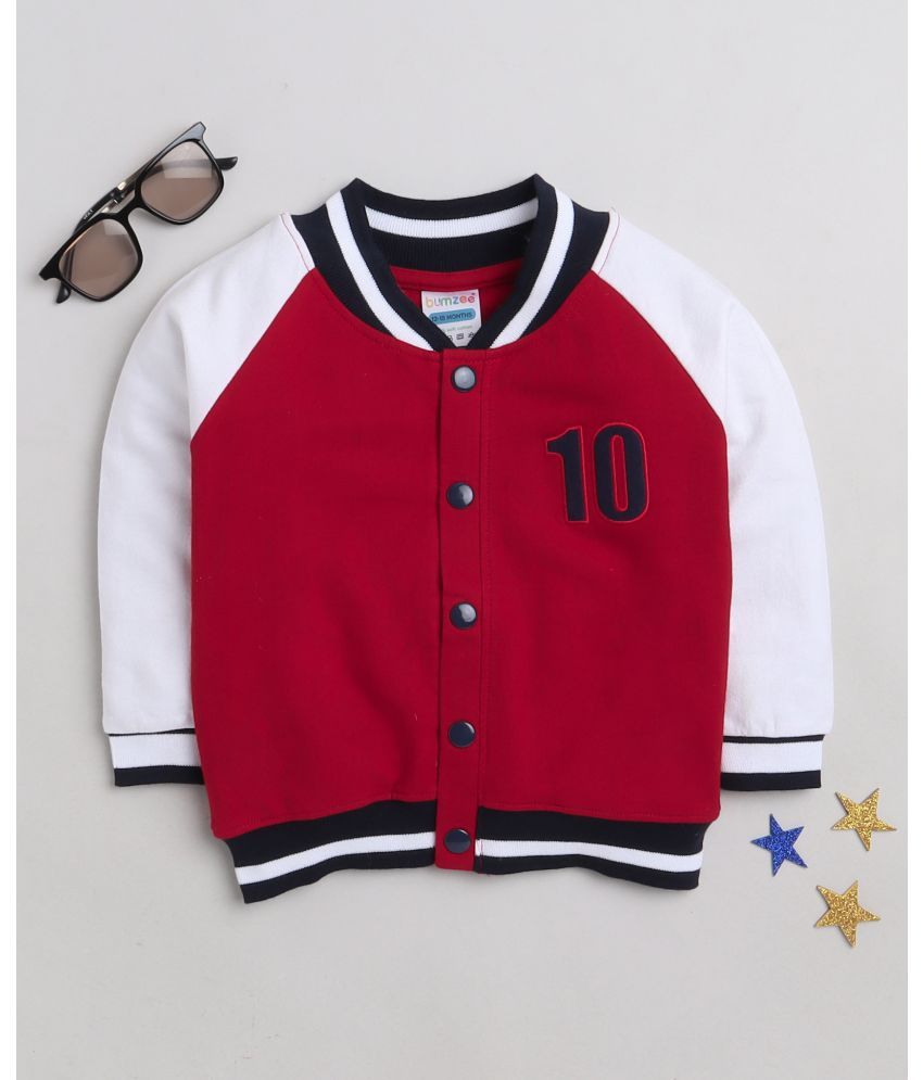     			BUMZEE Red Boys Full Sleeves Varsity Jacket With Button Age - 6-12 Months