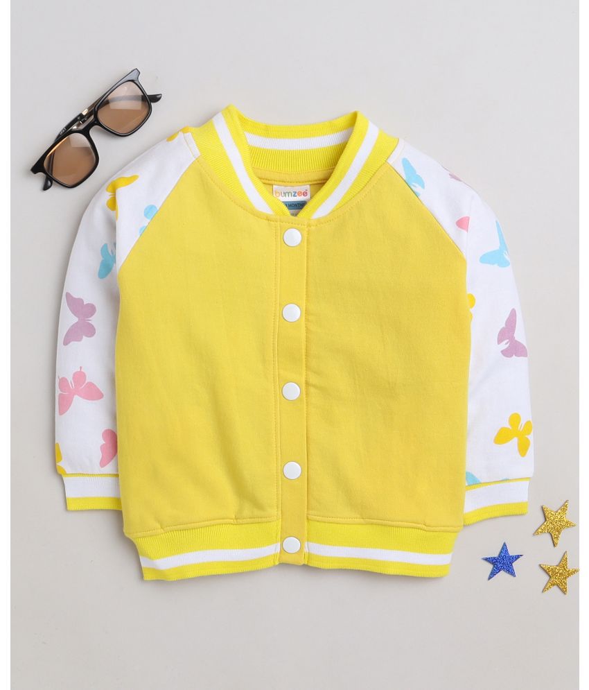     			BUMZEE Yellow Girls Full Sleeves Varsity Jacket With Button Age - 18-24 Months