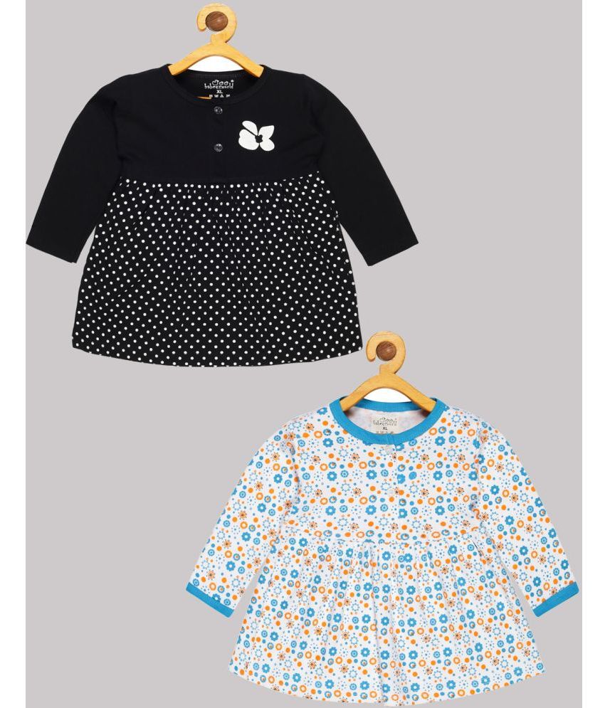     			Babeezworld - Black & Blue Cotton Baby Girl Frock ( Pack of 2 )