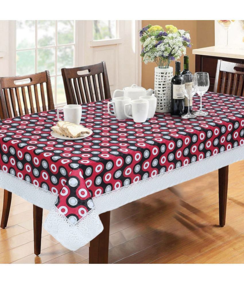     			HOMETALES Printed PVC 6 Seater Rectangle Table Cover ( 228 x 152 ) cm Pack of 1 Red