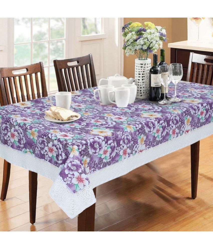    			HOMETALES Printed PVC 6 Seater Rectangle Table Cover ( 228 x 152 ) cm Pack of 1 Purple