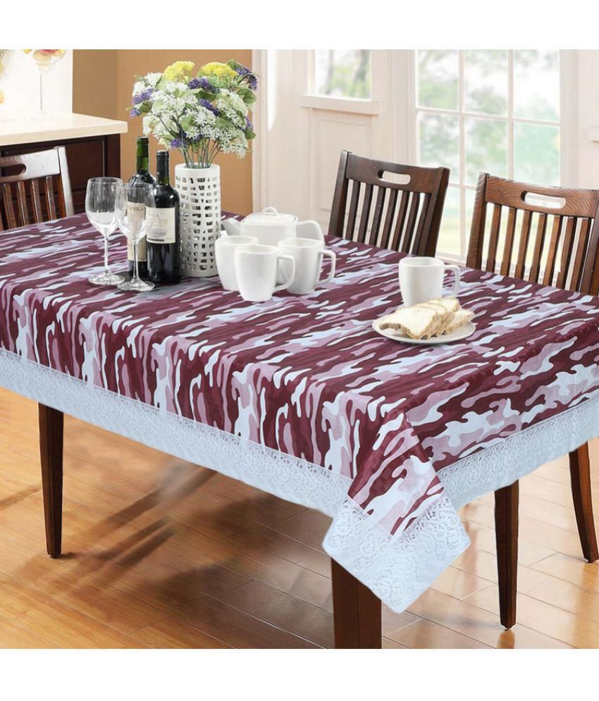     			HOMETALES Printed PVC 6 Seater Rectangle Table Cover ( 228 x 152 ) cm Pack of 1 Maroon