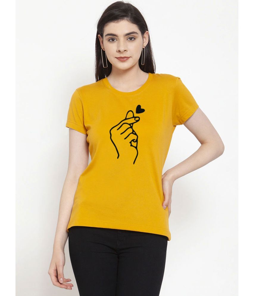     			Heathex - Yellow Cotton Blend Regular Fit Women's T-Shirt ( Pack of 1 )