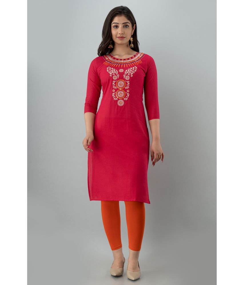     			KSHARAA - Pink Cotton Women's Straight Kurti ( Pack of 1 )