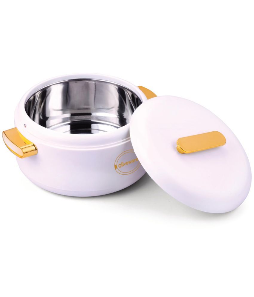     			Oliveware - White Steel Thermoware Casserole ( Set of 1 , 2000 mL )