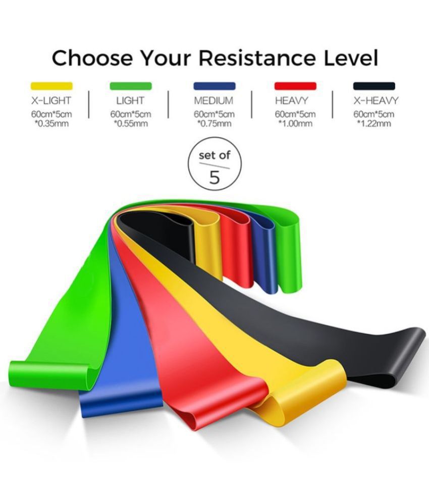     			Resistance Loop Bands for Exercise & Stretching, Suitable in Home & Gym Workout for Men & Women (Set of 5)