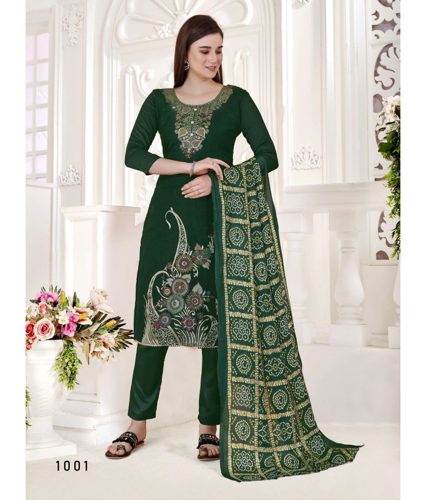     			Royal Palm - Unstitched Green Jacquard Dress Material ( Pack of 1 )