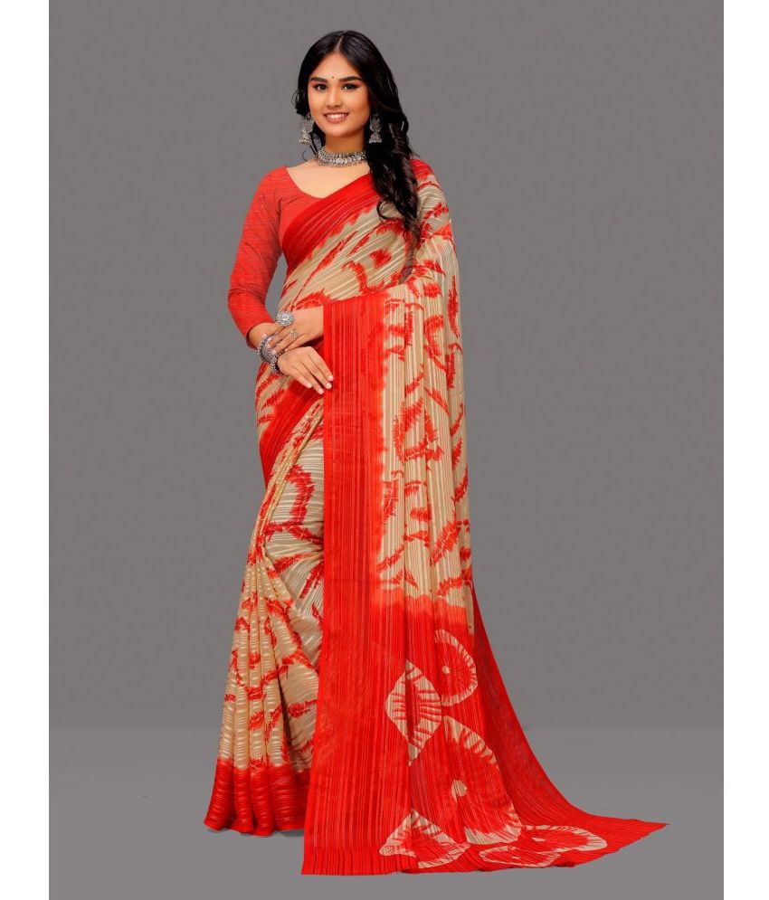     			Sitanjali - Red Georgette Saree With Blouse Piece ( Pack of 1 )