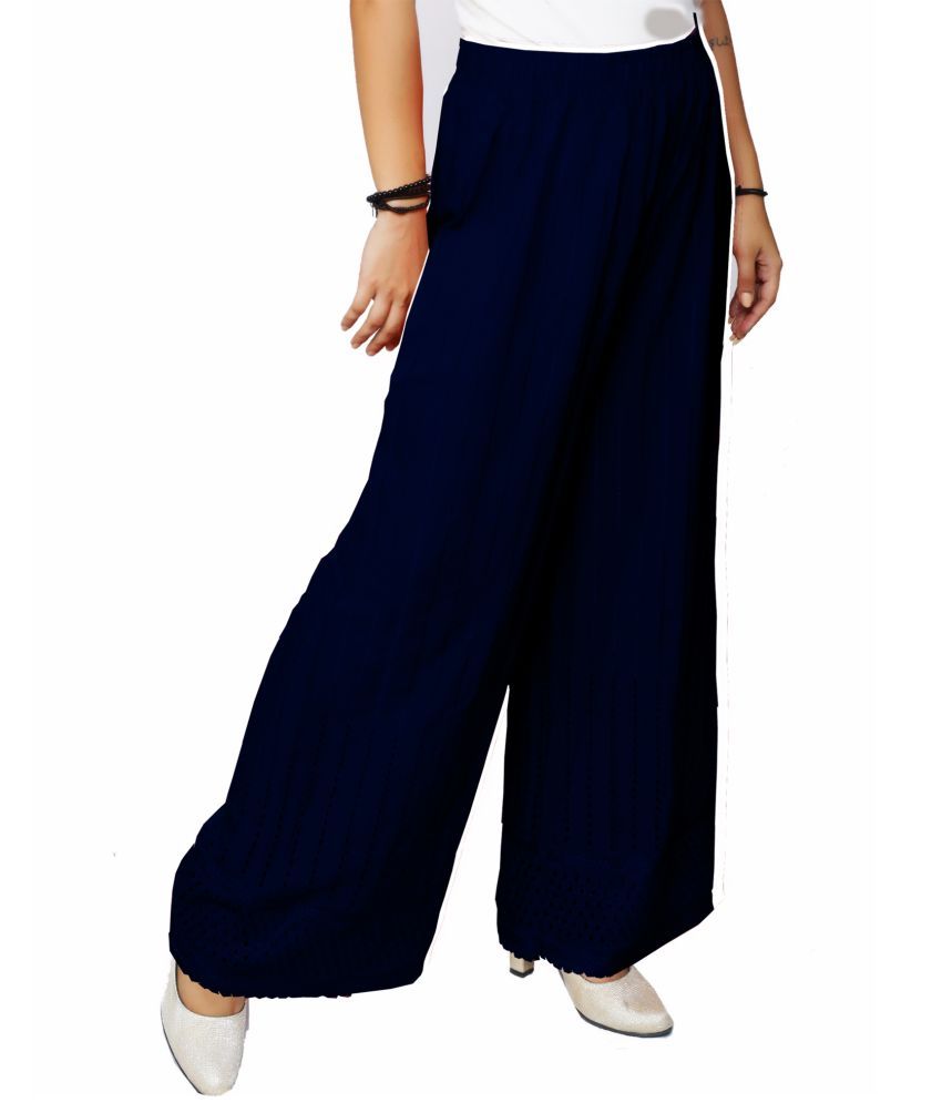     			AARLIZAH - Navy Blue Viscose Straight Women's Palazzos ( Pack of 1 )