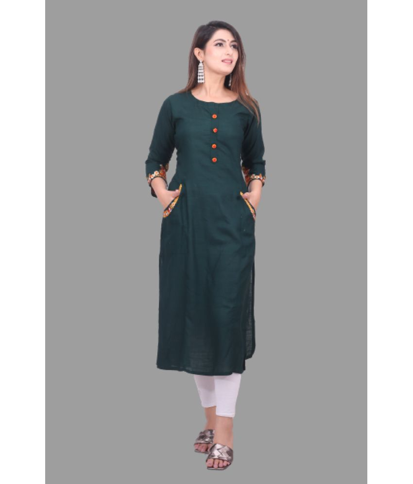     			ADRIMA - Green Rayon Women's A-line Kurti ( Pack of 1 )