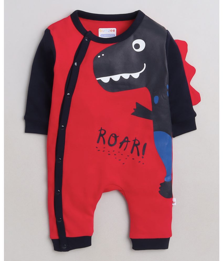     			BUMZEE - Red Hosiery Rompers For Baby Boy ( Pack of 1 )