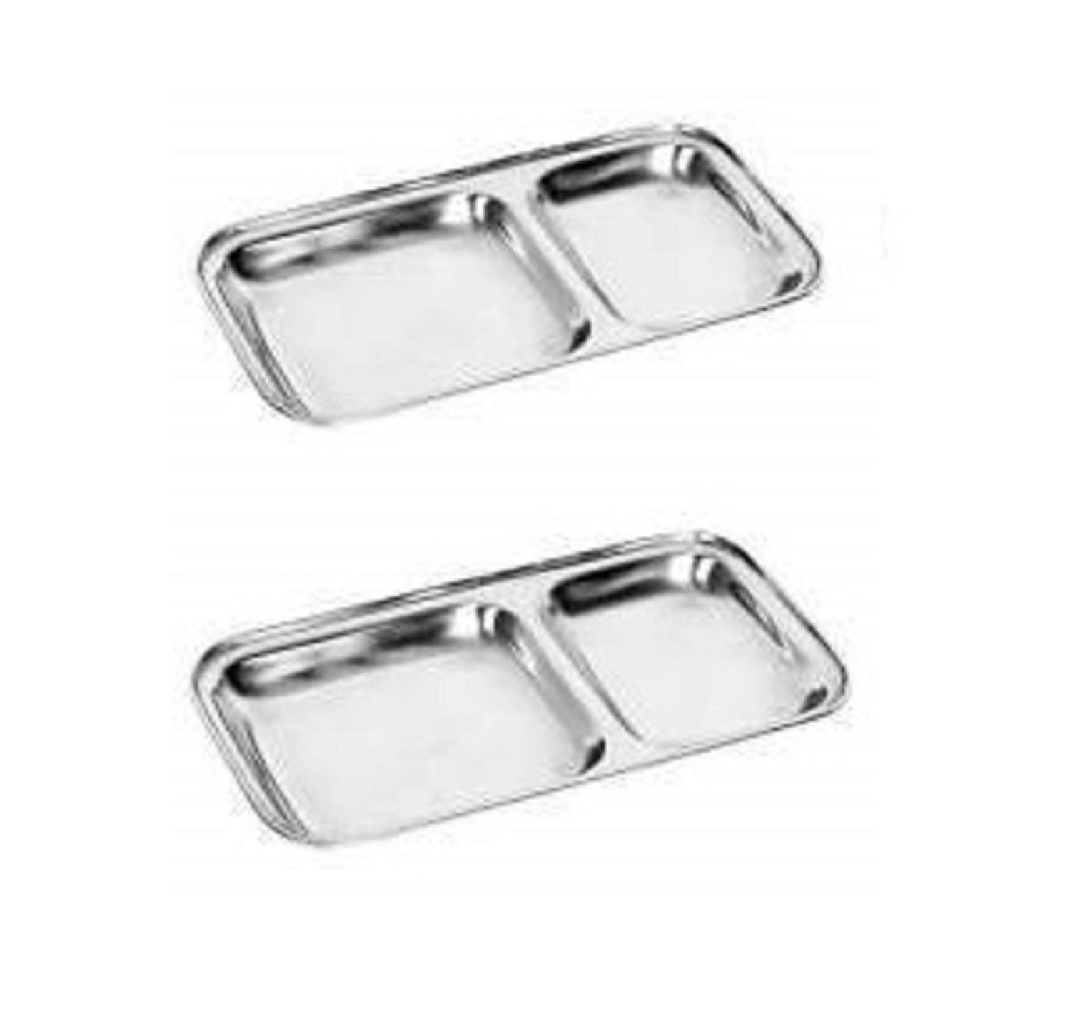     			HOMETALES 2 Pcs Stainless Steel Silver Partition Plate