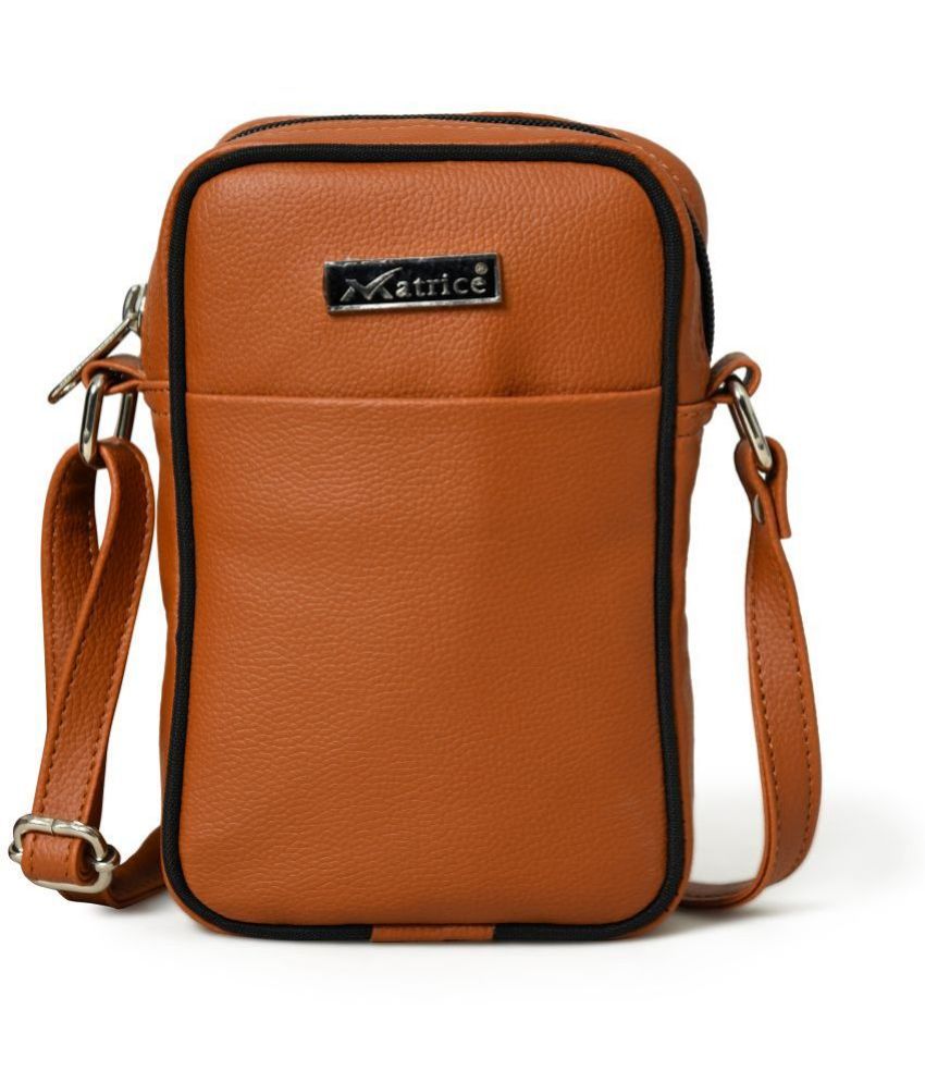     			MATRICE - Brown Solid Messenger Bag