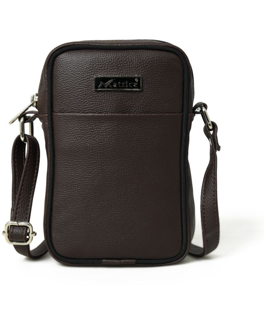     			MATRICE - Brown Textured Messenger Bag