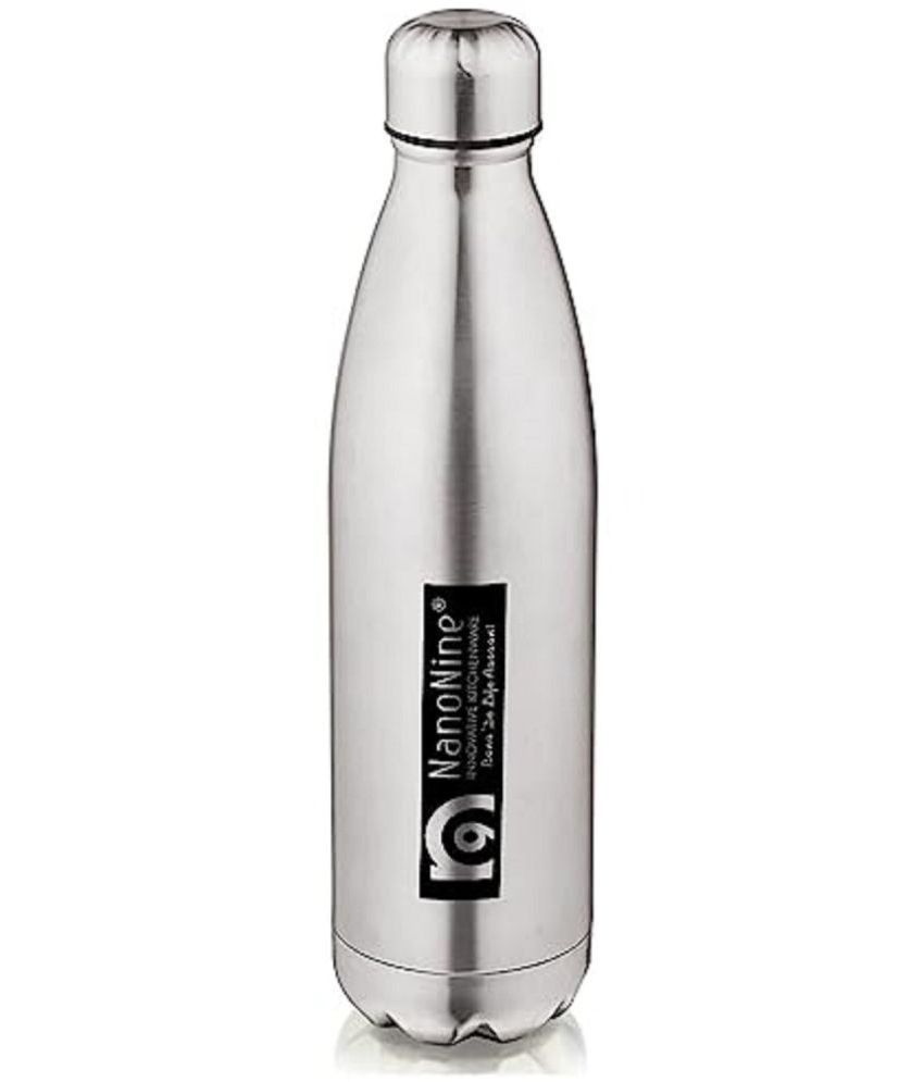     			NanoNine - Vacuu-Bot Hot and Cold Vacuum Insulated Silver Water Bottle 750 mL ( Set of 1 )