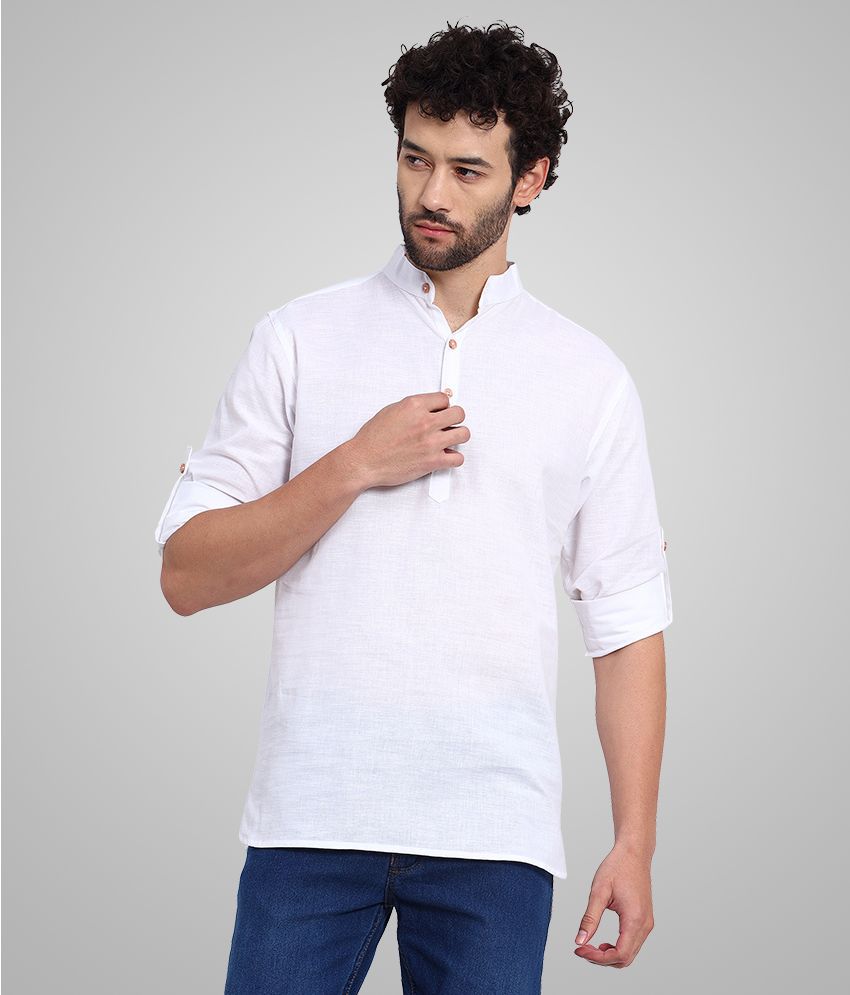    			Sabhyalook - White Cotton Men's Shirt Style Kurta ( Pack of 1 )