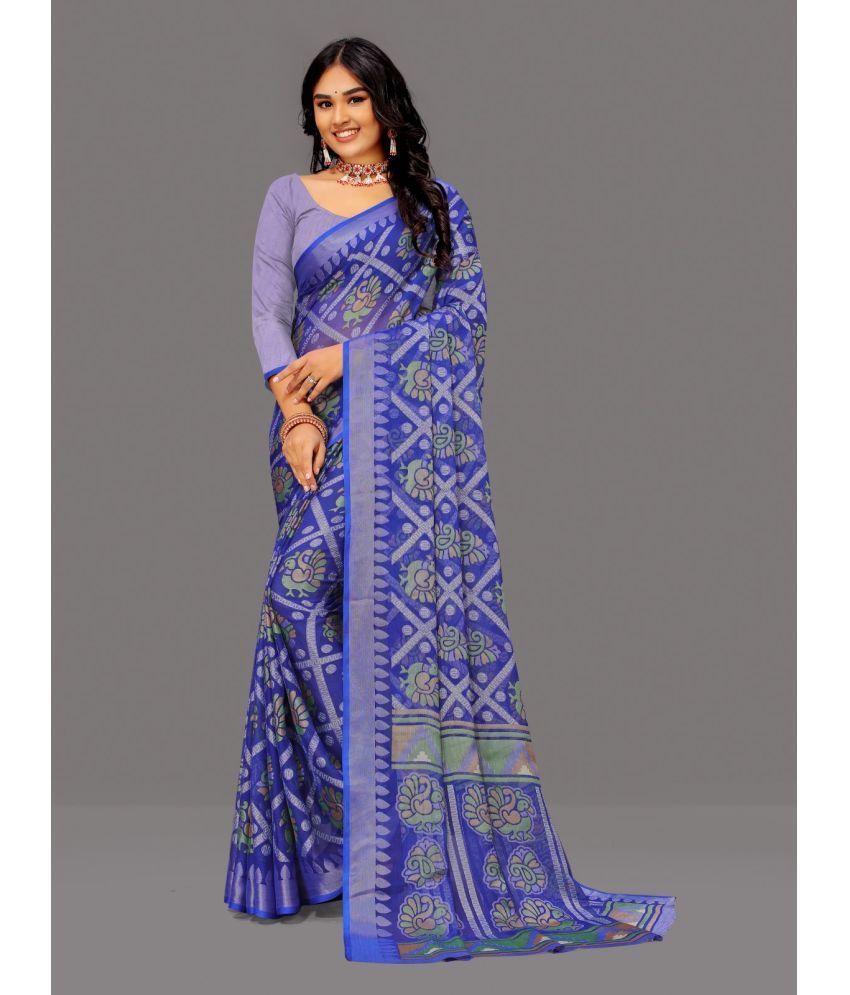     			Sanjana Silk - Blue Brasso Saree With Blouse Piece ( Pack of 1 )