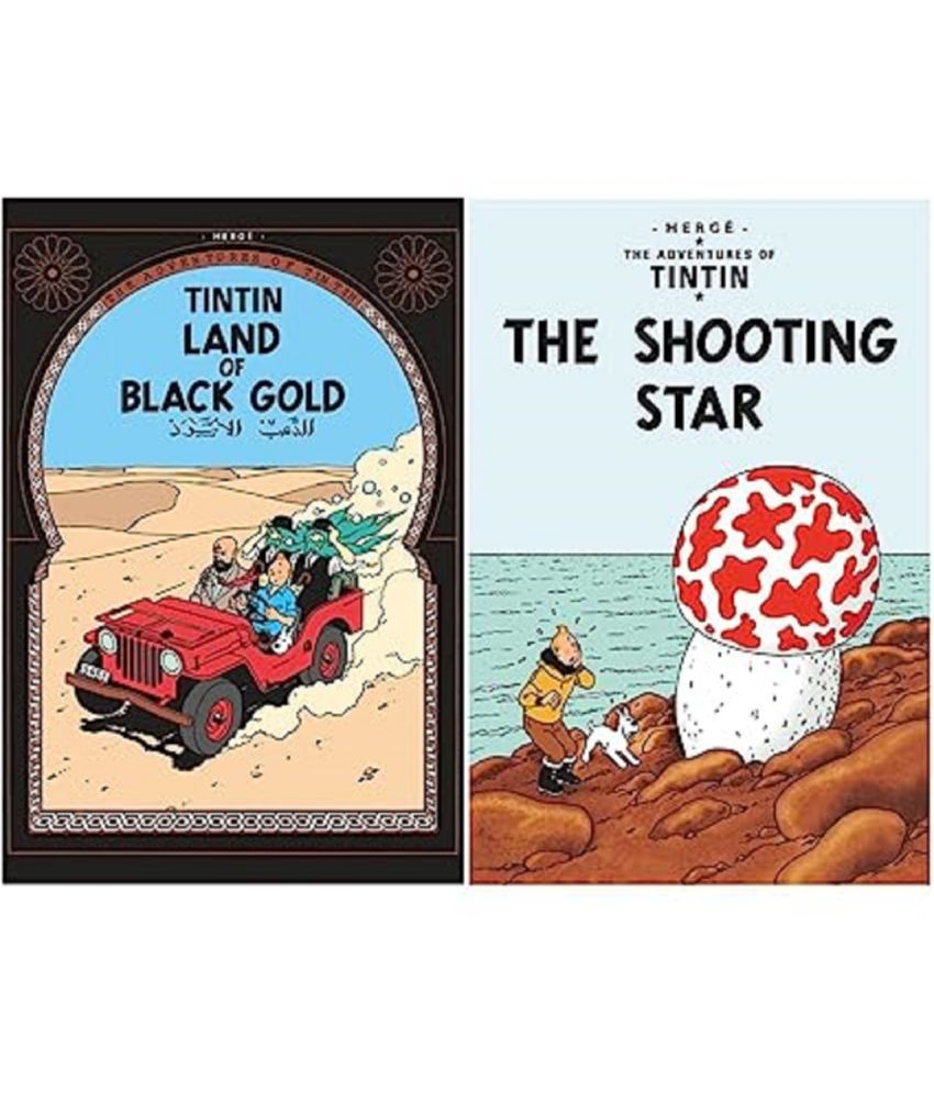     			set of 2 books Land of Black Gold & Shooting Star (Tintin)