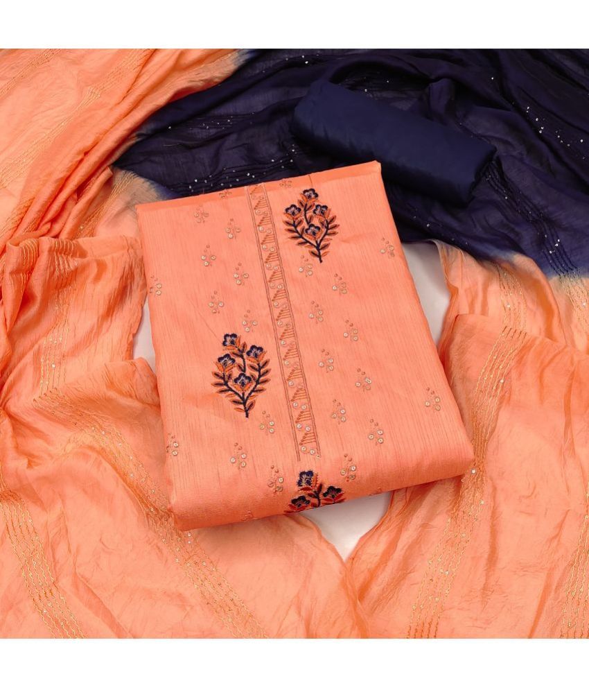     			Apnisha - Unstitched Orange Cotton Dress Material ( Pack of 1 )